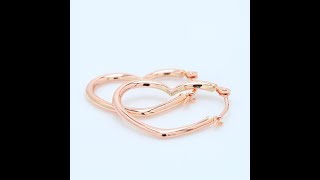 14k Rose Gold Heart Hoop Earrings