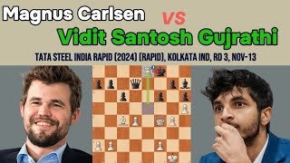 Masterclass: Magnus Carlsen vs. Vidit Santosh Gujrathi - Tata Steel India Rapid 2024 💥