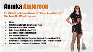 Annika Anderson, Class of 2027, Girls Lacrosse 2024 Spring Season Draw Highlights