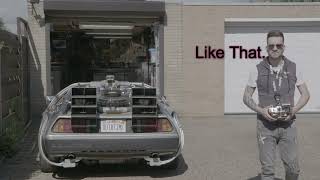 Driving a Delorean out of the garage like a real boss, using a Remote control and sound effects