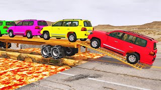 Toyota Cars vs Train | Truck Man Flatbed vs Train Beamng.drive 104