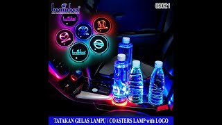 02021 Coaster Cup Holder Led Lamp with Logo Tatakan Alas Botol Gelas