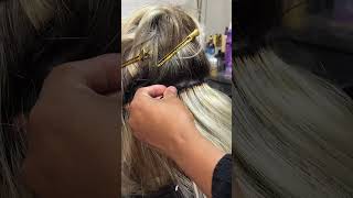 Weft hair extensions install #wefthairextensions #extensions #hairextensions #handtiedweftextensions