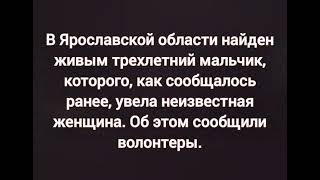 В Ярославской области найден живым трехлетний мальчик, которого увела неизвестная женщина