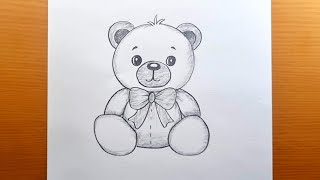 Desenhar um ursinho de peluche fácil passo a passo - Desenho fácil a lápis de um ursinho de peluche