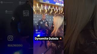 Emily Austin chats with Daniel Dubois at the Grand Arrivals in London ahead of his Wembley fight