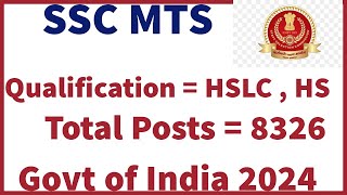 SSC MTS jobs, Govt of India 2024.