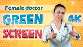 Female doctor green screen 4K