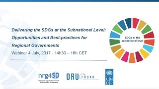 WEBINAR -Delivering the SDGs at the subnational level: opportunities and best pra