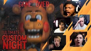 Gamers Reactions to the First Game Over (JUMPSCARE)| Ultimate Custom Night (FNAF)