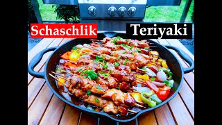 Chicken Teriyaki Schaschlik aus dem XXL Gusseisenpfanne