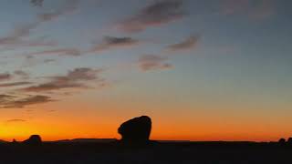 Nightfall in the white desert in Egypt