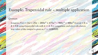 Lecture 5.1.1.2: Multiple application of Trapezoidal rule for numerical integration - An Example