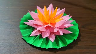 DIY ORIGAMI PAPER LOTUS FLOWER | HOW TO MAKE LOTUS FLOWER FROM PAPER | PAPER LOTUS FLOWER MAKING ART