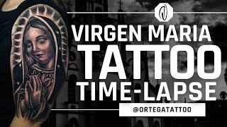 TATTOO TIME-LAPSE #107 | VIRGEN BLACK AND GREY