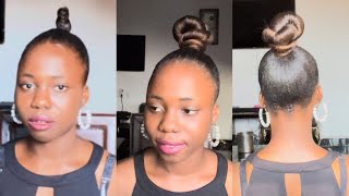 How to slayTop knot bun//rope twist ponytail//braids extension// echo styling gel