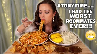 Pad Thai, Mango Sticky Rice, Fried Wontons MUKBANG