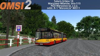 OMSI 2 1080p 60fps Warszawa Wilanów, Linia 519+Solaris Urbino 18 #8511