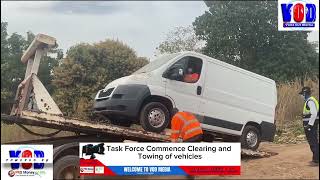 The Task Force Commence Clearing and Towing of vehicles Along  Bertil Harding Highway