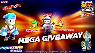 🟢EU Server MEGA GEMS & SKIN GIVEAWAY🤑 Gameplay |Stumble Guys 0.49.1 #stumbleguyslive #gemsgiveaway