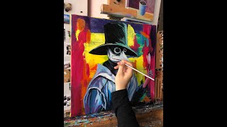 Acrylic Painting Time lapse video | Plague Doctor | Reflection