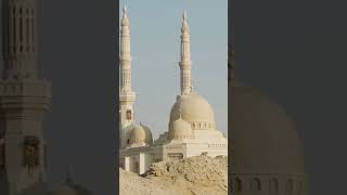 Al Qasimiya Mosque at university coty road Sharjah UAE. Panning shot