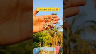 DIY Kundan stone earrings😍#ytshorts #diy #handmade #trending #diycrafts #shorts