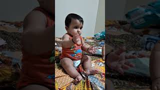 Baby girl Dhyana clapping on Bhajan #tween #child #baby #dhyanam #fun #cute #play #exercise #ytshort