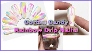 Cotton Candy Rainbow Drip Nails