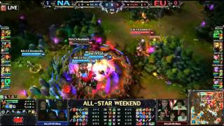 LoL All Star NA VS EU 2nd match fight in the jungle