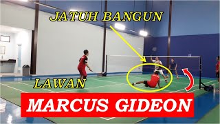 Latihan badminton Lawan MARCUS GIDEON, SAMPE JATUH BANGUN at GIDEON HALL BADMINTON