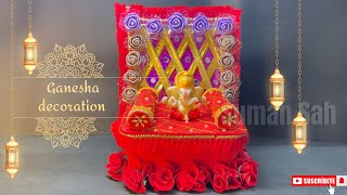 Quick and Easy ganesha decoration || Ganesha puja decoration at home  @Sumansahdiy