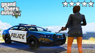 GTA 5 CRAZY GIRL FIVE STAR WANTED LEVEL POLICE RAMPAGE ESCAPE LOS SANTOS!