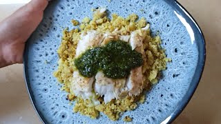 The most easy Baked Halibut Over Cauliflower Rice