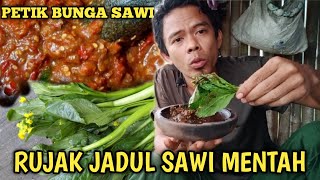 Rujak sawi mentah sambal terasi pas digigit kriuk nya uajib