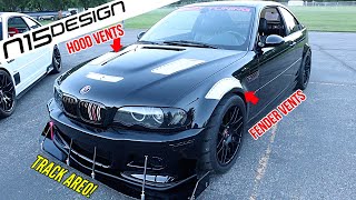 E46 M3 Fender + hood vents N15 design. How to install N15 fender vents. BMW E46 M3/non-M track aero.