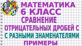 СРАВНЕНИЕ ОТРИЦАТЕЛЬНЫХ ДРОБЕЙ С РАЗНЫМИ ЗНАМЕНАТЕЛЯМИ. Примеры | МАТЕМАТИКА 6 класс