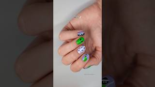 Alien Cow Print Nail Art Tutorial 👽🛸🐮 Halloween Nail Art #shorts #diy #nails #nailart #naildesign