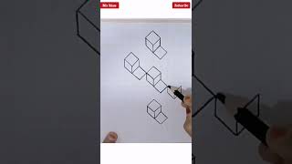 How to Draw 3d Space Cubes Easy/#shorts ,#viral ,#youtubeshorts