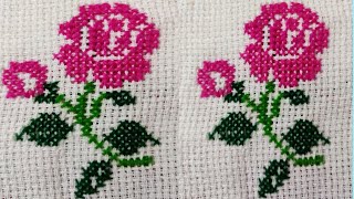 Beautifully cross stitch rose design for pillow cover, bedsheets, tablecloths, curtains cross stitch