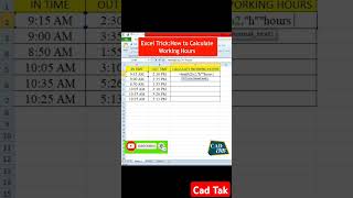 Excel_Trick_How_to_Calculate_Working_Hours.!! #excel #exceltips_