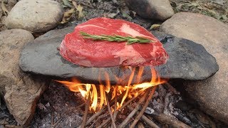 Primitive Survival: Cooking Meat on a Rock