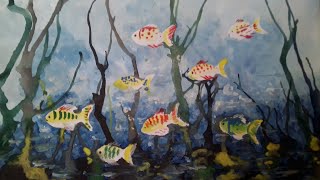 Easy straw painting tutorial /aquarium painting /blow painting /#109