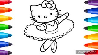 Hello Kitty Dancing Easy and Cute drawing easy with colours 02