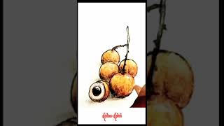 Cara Cepat Menggambar Kelengkeng dari Angka 7 | Longan Drawing #Short #Drawing #Fruit #Longan #Art