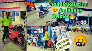 Public Reaction On Bunny Helmet 😍 || Night Moto Vlog || Moto Vloger Pune || Reaction Vlog 2024 😎