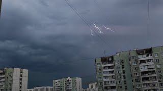 ⚡Дневная #гроза в Москве 3 июня 2024.Thunderstorm in Moscow. Часть 2⛈️