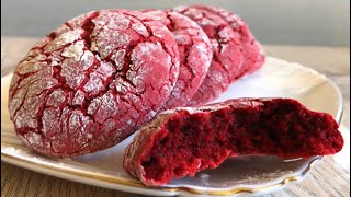 Red Velvet Crinkle Cookies Without Butter | Soft and Chewy Red Velvet Cookies | Cookies Recipe