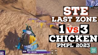 STE Epic Fight Last Zone || 1 vs 3 chicken || PMPL 2023  #gaming #pubgmobile #sinister #esports