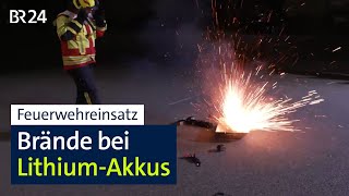 Feuerwehr gibt Nachhilfe bei Brandbekämpfung von Lithium-Akkus I Abendschau I BR24